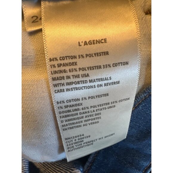 LAgence Womens Denim Cutoff Shorts Size 24 With Frayed Hem & Pockets - Picture 5 of 5